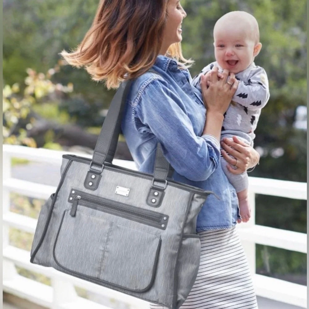 Carter’s Diaper Bag Tote Gray Large Multi-Pocket Baby Bag